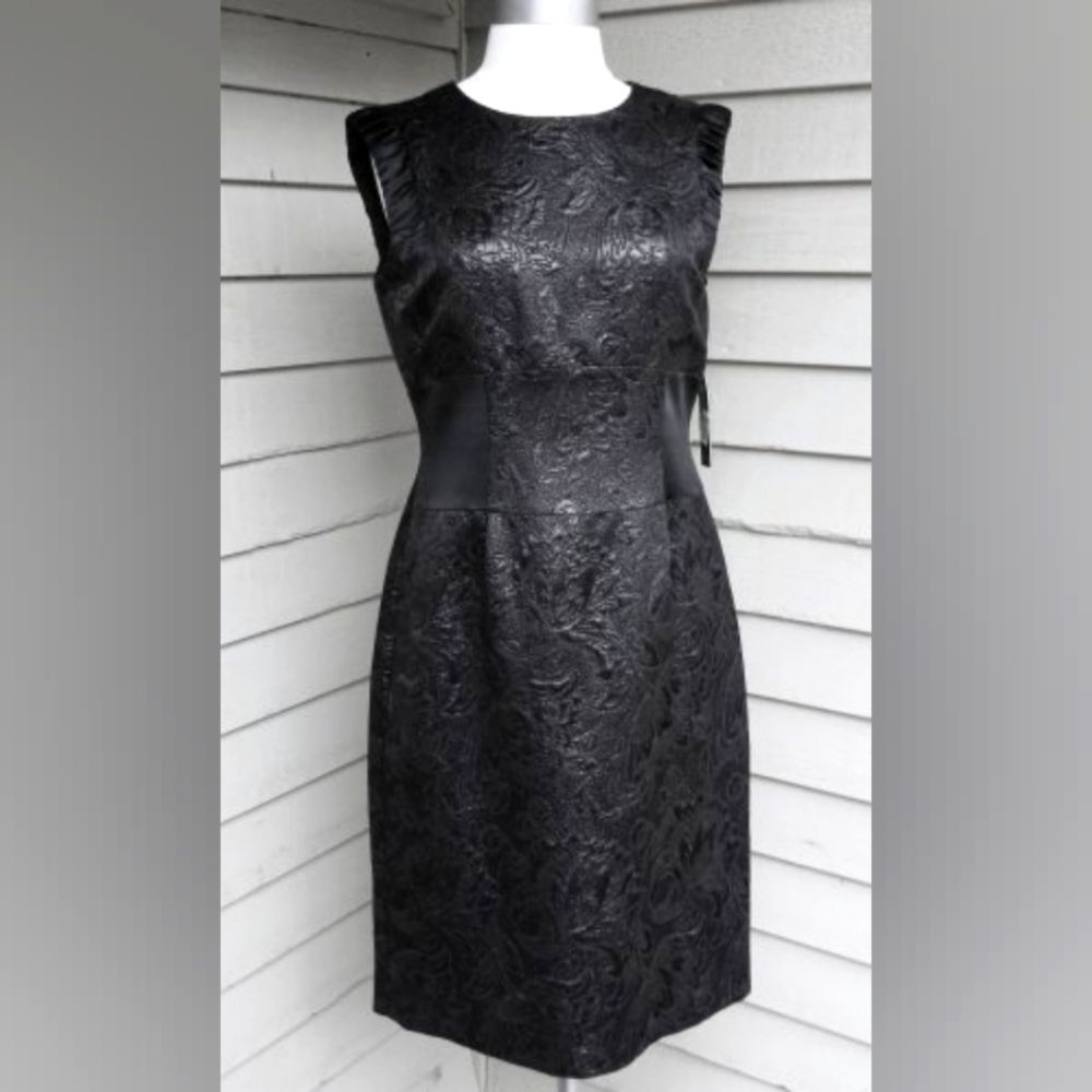 Antonio Melani Floral Print Faux Leather Dress Size 6